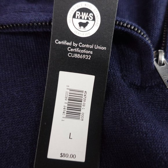 Navy Blue Merino Wool Sweater Mens Large Classic Soft 1/4 Zip BANANA REPUBLIC - Picture 9 of 11